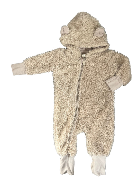 0-3M Beige hooded onesie - Tiny tots