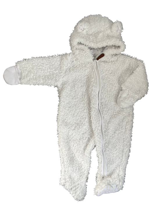 3-6M White hooded onesie - Woolworths