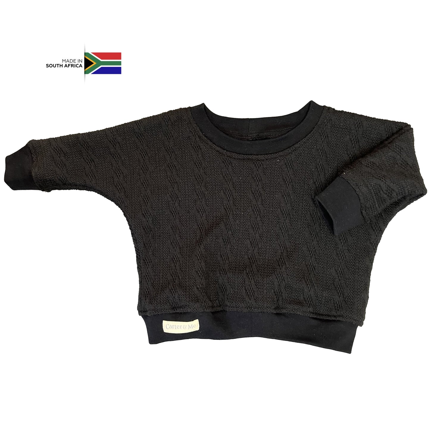 3-6M Cable knit sweater in black - Carter & Me